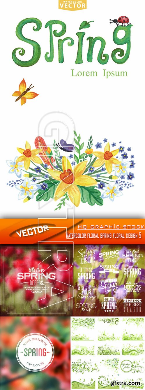 Stock Vector - Watercolor floral spring floral design 5