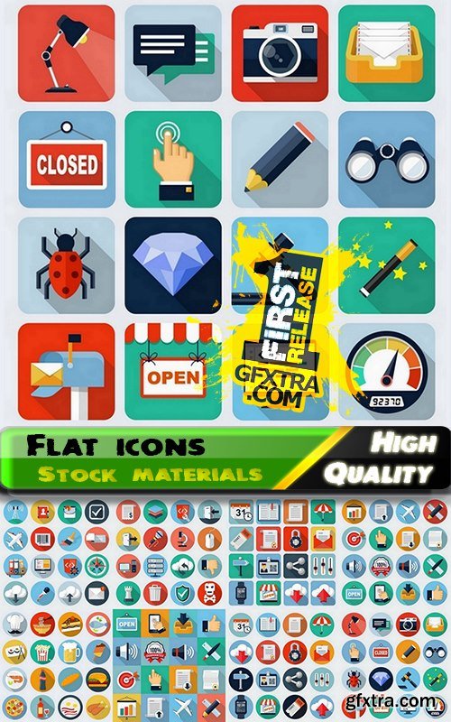 Flat icons and elements for web design 3 - 25 Eps