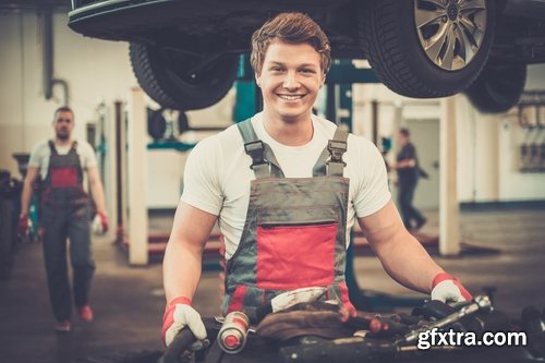 Car mechanic diagnose the car and auto repair - 25 HQ Jpg