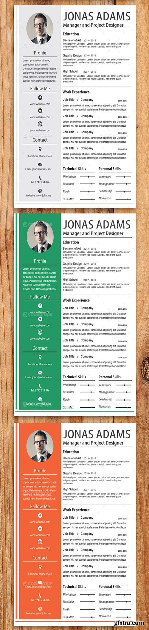 CodeGrape - Resume Template 5 Colors 5459
