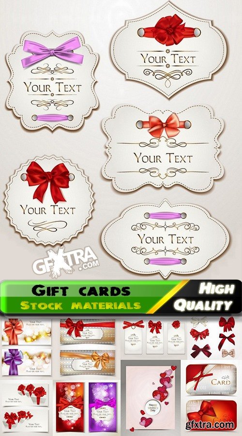 Gift cards with festive bows and ribbons - 25 Eps
