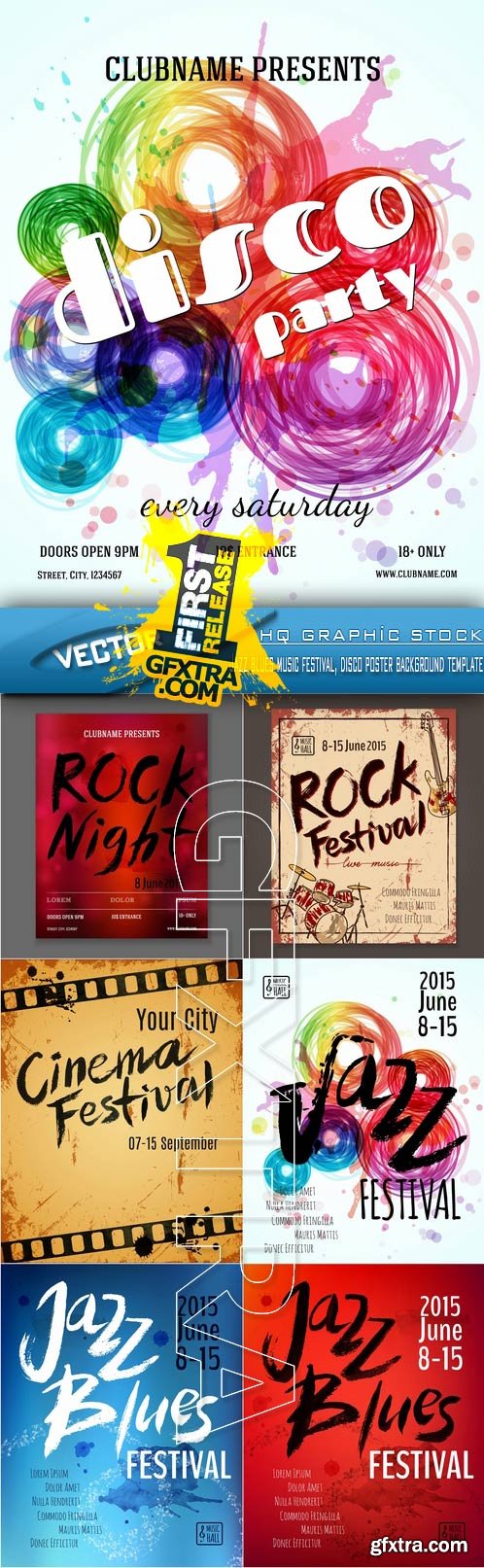 Stock Vector - Jazz blues music festival, disco poster background template