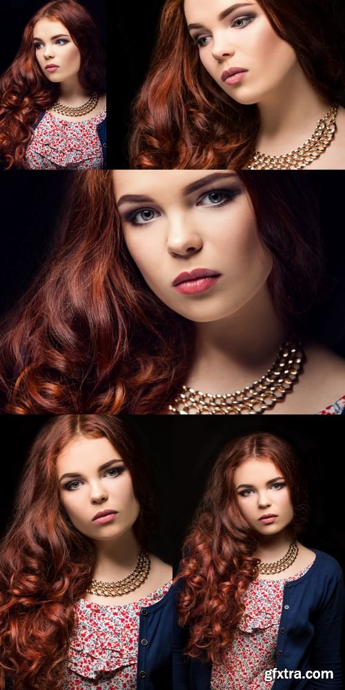 Stock Photos - Beautiful Girl on a Black Background - Fashion Portrait