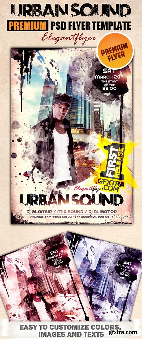 Urban Sound PSD Flyer Templates + FB Cover