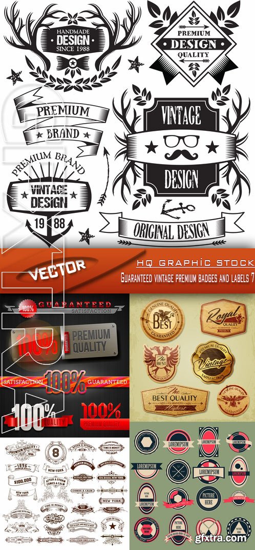 Stock Vector - Guaranteed vintage premium badges and labels 7