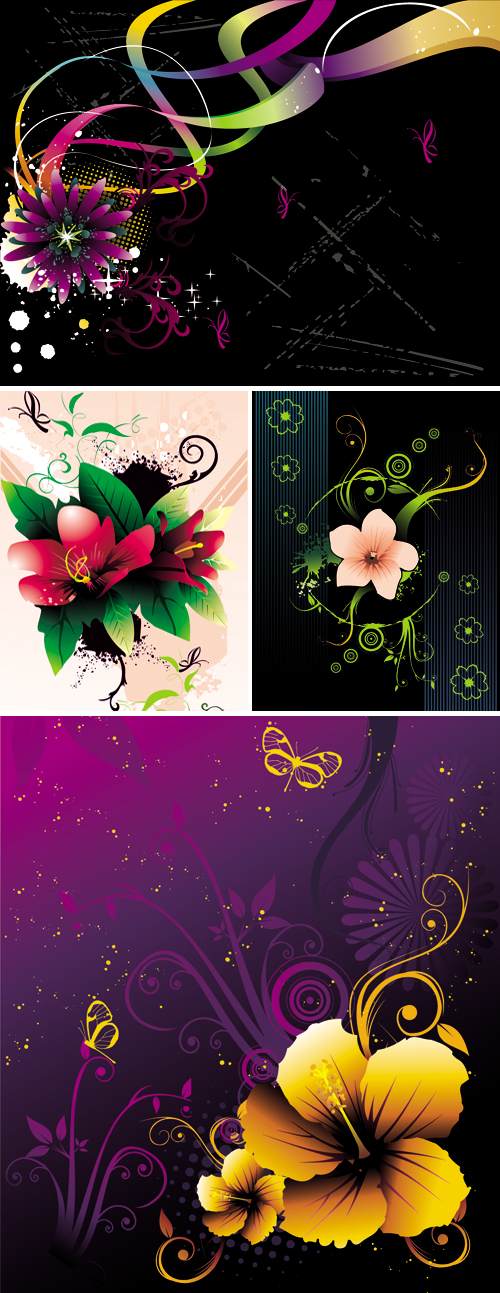 Abstract Flowers Vector