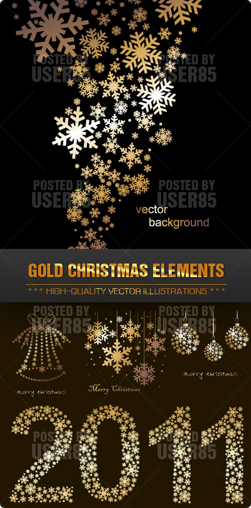 Stock Vector - Gold Christmas Elements