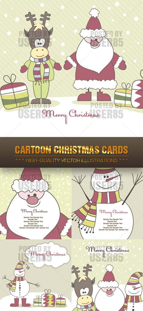 Stock Vector - Cartoon Сhristmas Сards Stock Vector - Cartoon Сhristmas Сards