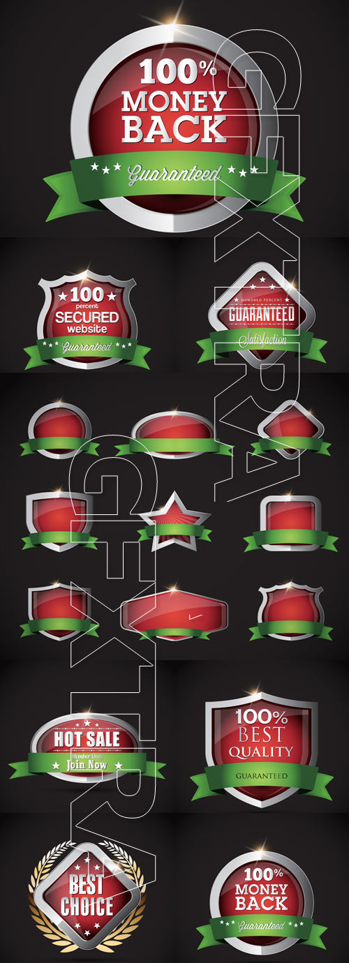 A Set of Chrome Metallic Shields 7xEPS A Set of Chrome Metallic Shields 7xEPS