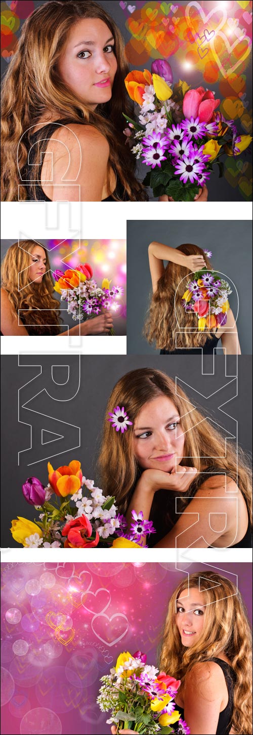Girl with Spring Flowers 5xJPGs Girl with Spring Flowers 5xJPGs