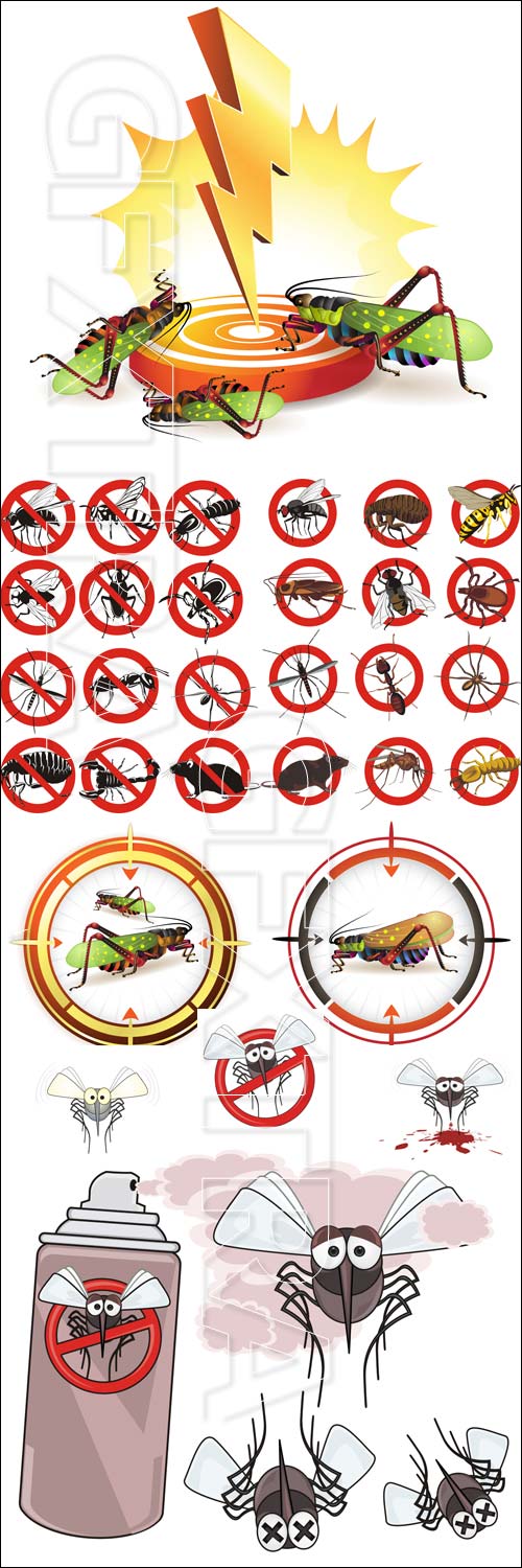 Fight against insects and pests - vector stock Fight against insects and pests - vector stock