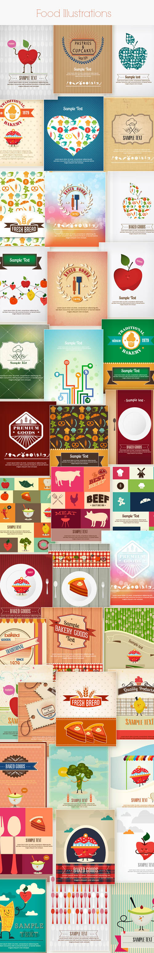 40 Food & Restaurant Menu Vector Illustrations 40 Food & Restaurant Menu Vector Illustrations
