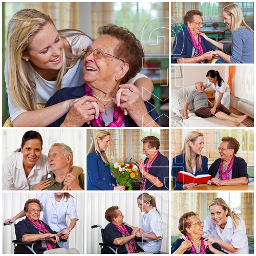 Social help to old people - stock photo Social help to old people - stock photo