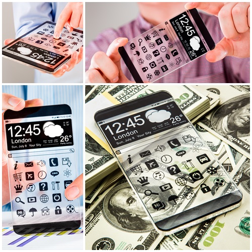 Smartphone and tablet with transparent screen - stock photo Smartphone and tablet with transparent screen - stock photo