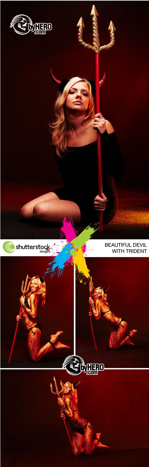 Beautiful Devil With Trident 4xJPGs - Shutterstock