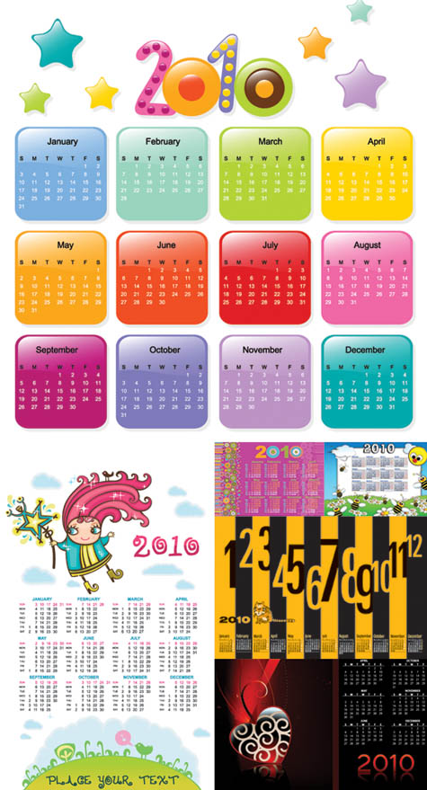 Calendar set 2010y Calendar set 2010y