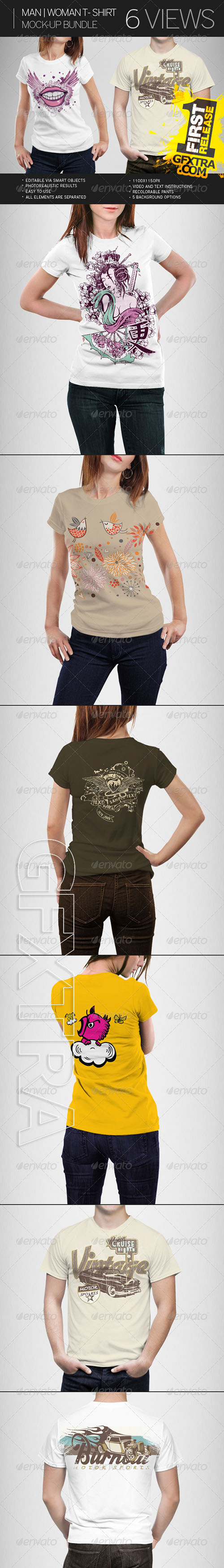 Graphicriver - Man | Woman T-Shirt Mock-Up Bundle 7666529 Graphicriver - Man | Woman T-Shirt Mock-Up Bundle 7666529